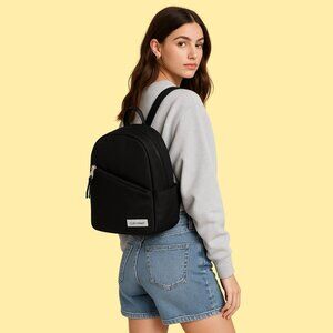 ✨ Calvin Klein Mini Backpack – Sleek Black Nylon with Silver Accents ✨